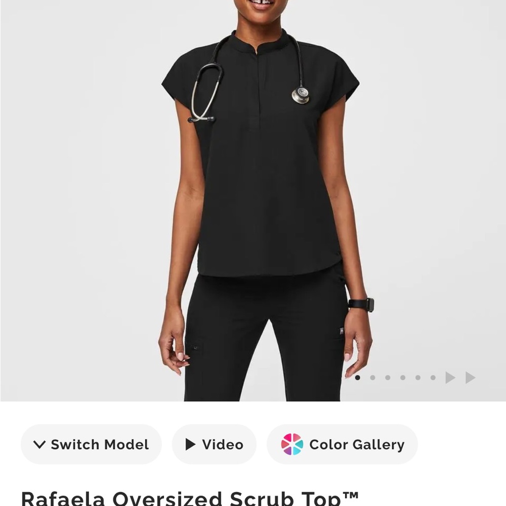 Figs Black Rafaela Oversized Scrub Top XXS